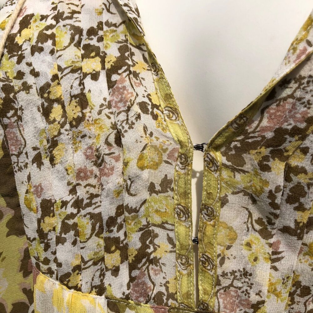 Joie Silk Medium Floral Sleeveless Top Blouse Tank Yellow V Neck White Shara - Picture 8 of 8